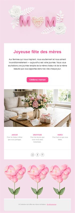 Email de fête des mères avec lettres MOM
