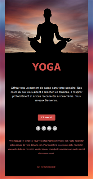 Email de studio de yoga au coucher du soleil
