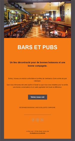 Email d'invitation dans un pub classique