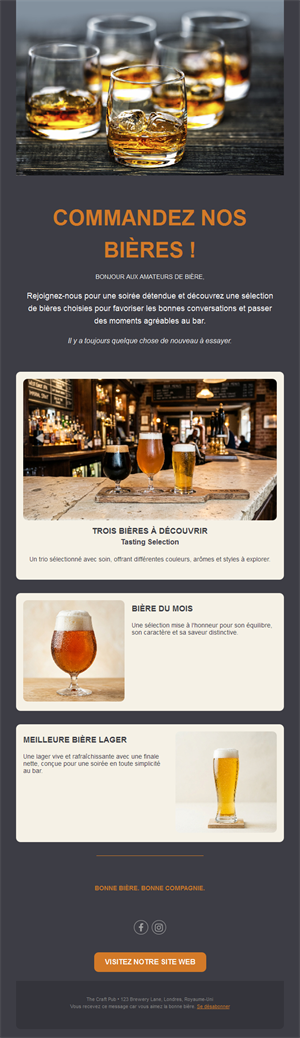 Email dégustation de bières et bière du mois