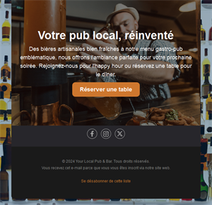 Email de réservation pour gastropub