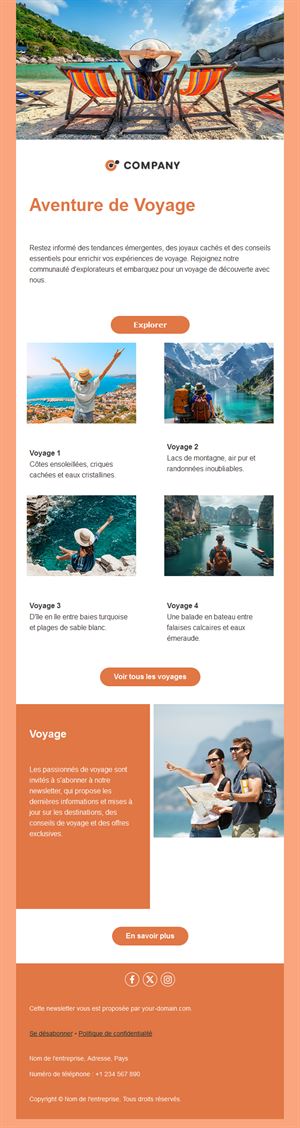 Newsletter de voyages d'aventure