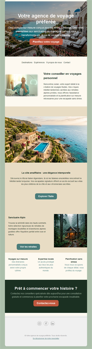 Email de conseiller voyage personnel