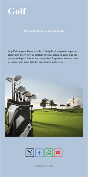 Email simple de club de golf