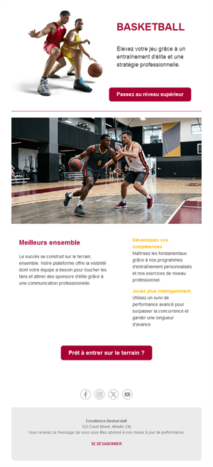 Newsletter d'entraînement pour club de basket
