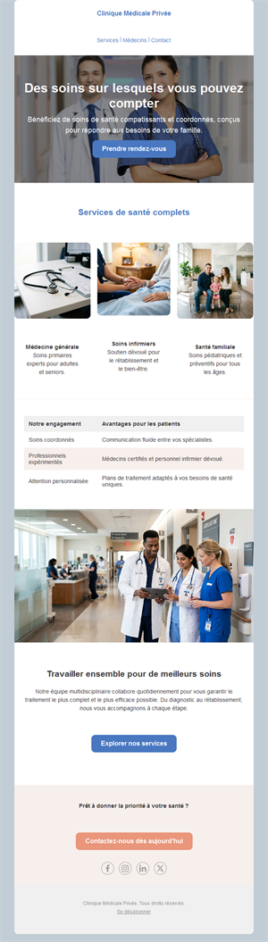 Email de clinique aux soins coordonnés