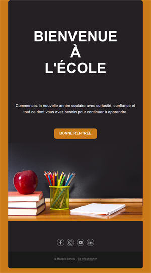 Email de rentrée avec tableau noir