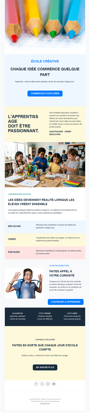 Newsletter d'école créative