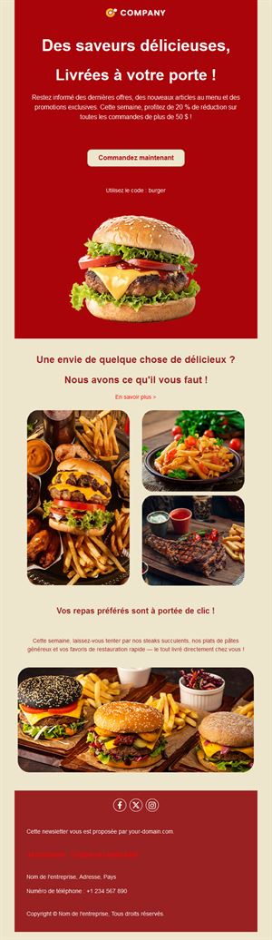 Email de restaurant burger en livraison