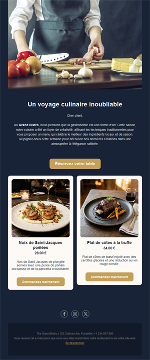 Email de bistrot gastronomique