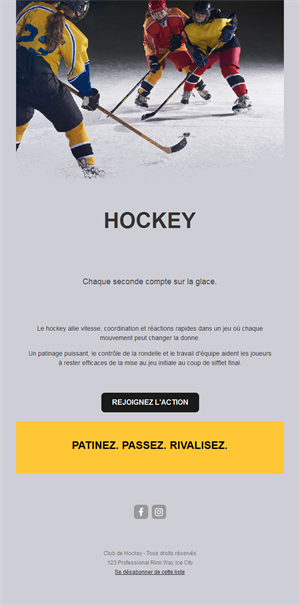 Email de hockey gris et jaune
