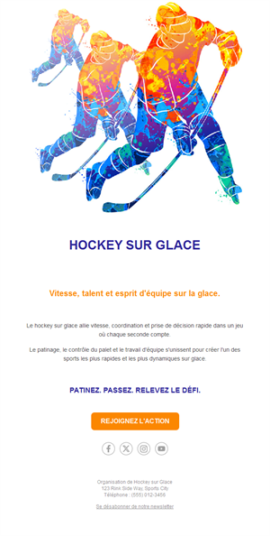 Email hockey aquarelle colorée