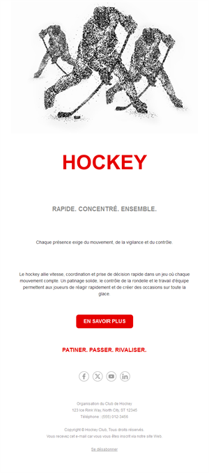 Email minimaliste de hockey sur glace