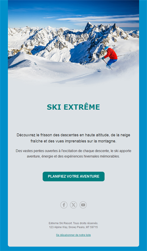 Email de station de ski extrême