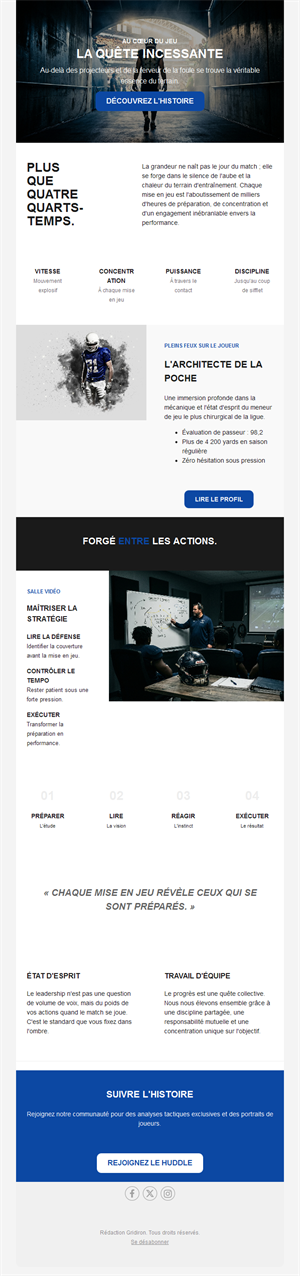 Newsletter football américain : joueur à la une
