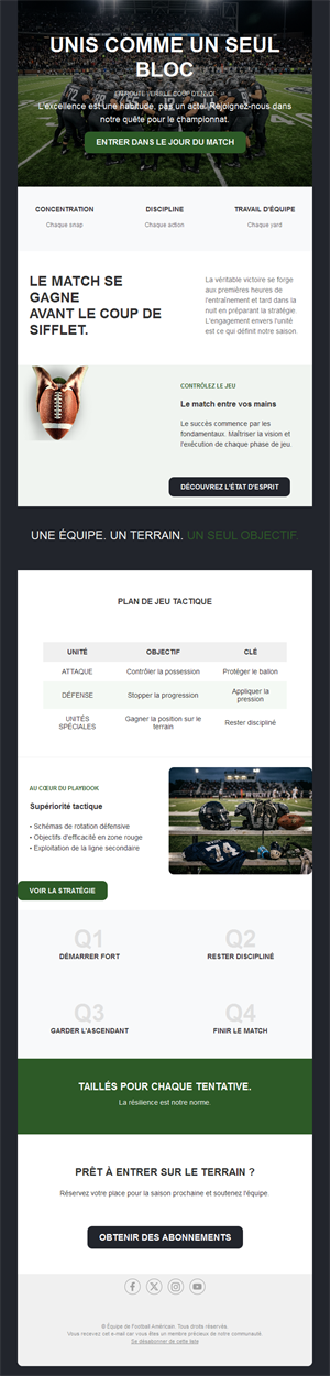 Newsletter football américain : équipe et tactique