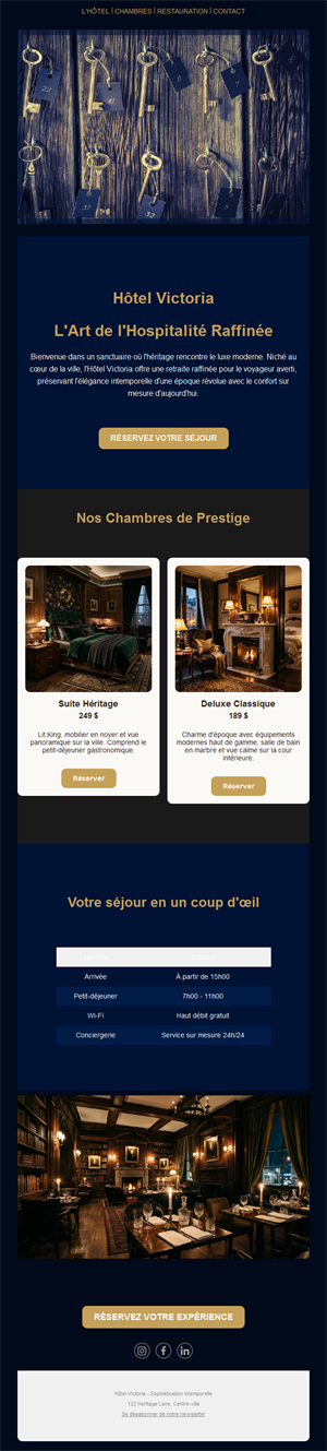 Email d'hôtel de charme historique