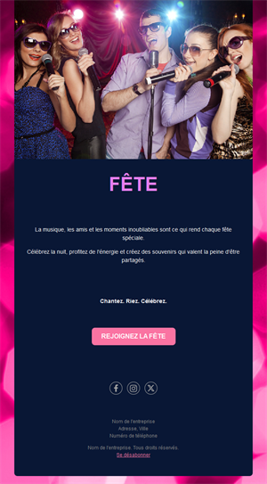 Modèle d'email soirée karaoké et musique