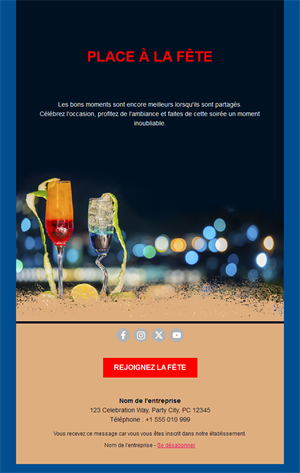 Invitation email à une soirée cocktails