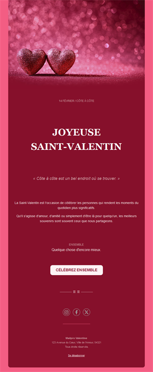 Email Saint-Valentin cœurs pailletés