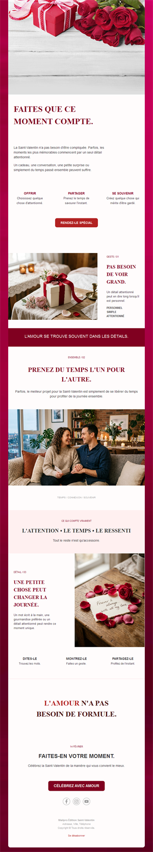 Newsletter Saint-Valentin roses et cadeaux