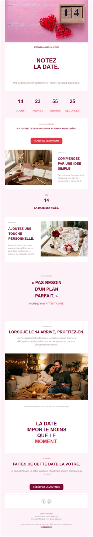 Email save the date de Saint-Valentin