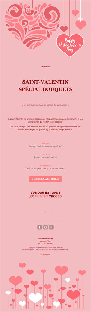 Email bouquets de fleurs de Saint-Valentin