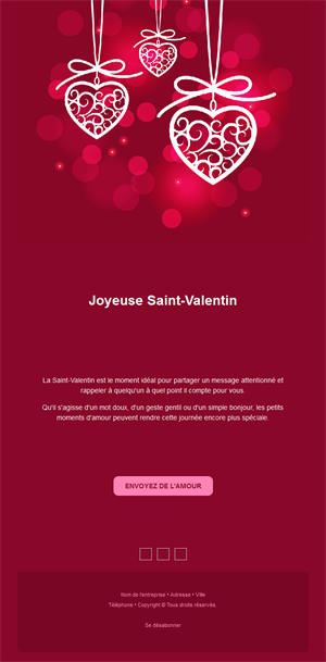 Email bordeaux de Saint-Valentin aux cœurs