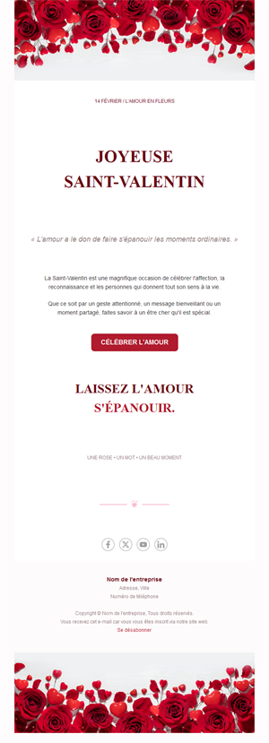 Email Saint-Valentin aux roses rouges