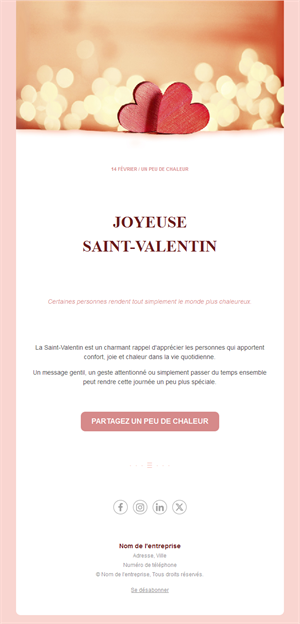 Email chaleureux de Saint-Valentin