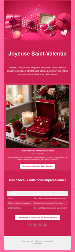 Email coffret cadeau Saint-Valentin