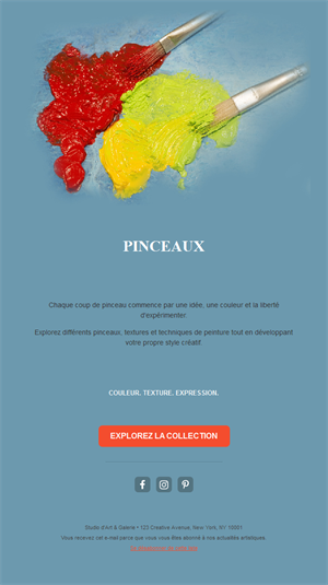 Email de collection de peintures et pinceaux