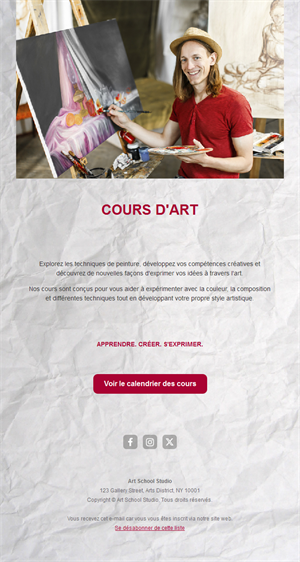 Modèle d'email pour cours de peinture