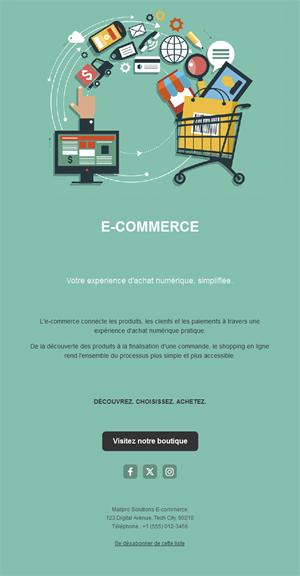 Email vert sauge de shopping en ligne