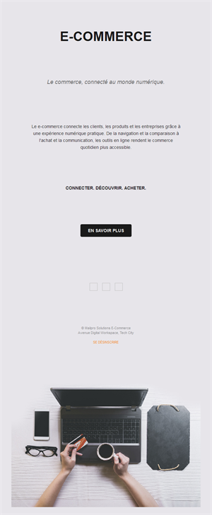 Email e-commerce minimaliste avec ordinateur