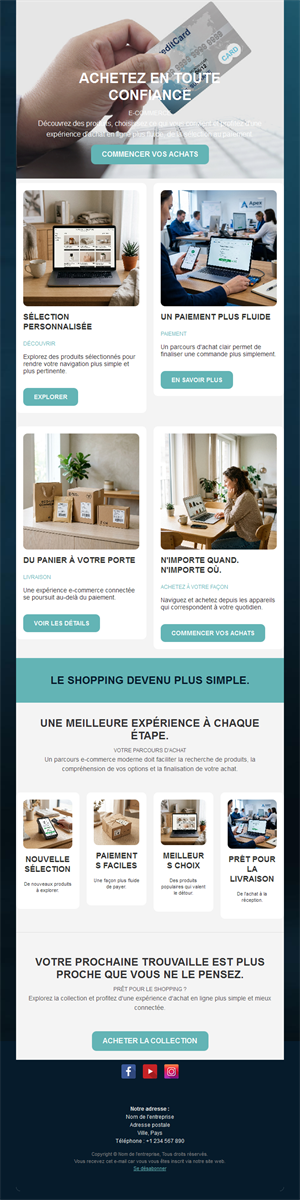 Newsletter e-commerce bleu canard