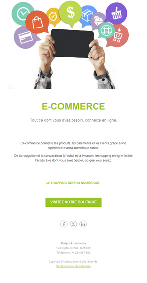 Email de lancement de boutique en ligne