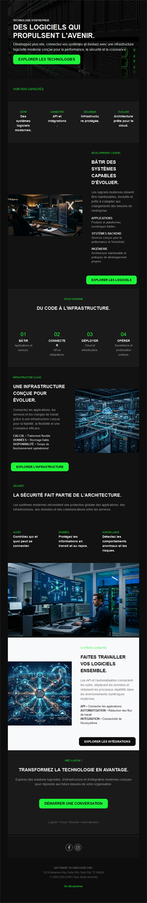 Email d'entreprise de développement logiciel