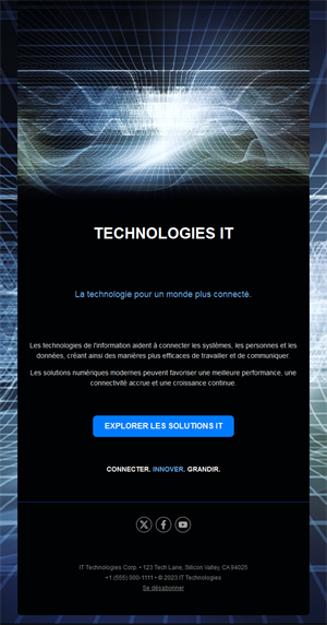 Email noir de technologies de l'information