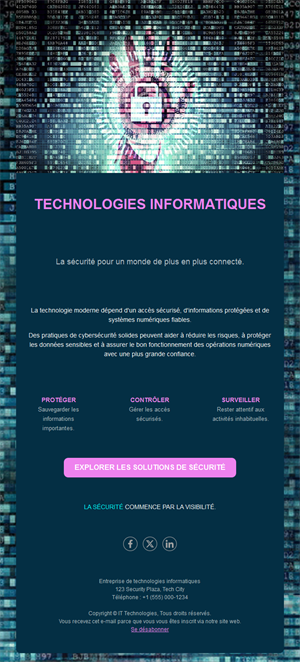 Email de solutions de cybersécurité