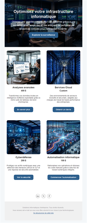Email de services informatiques avec tarifs