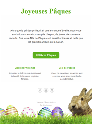 Email simple vert de Joyeuses Pâques