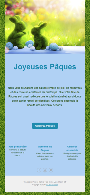 Email de vœux de Pâques avec lapins