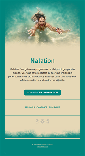 Email d'académie de natation