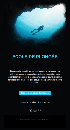 Email d'école de plongée