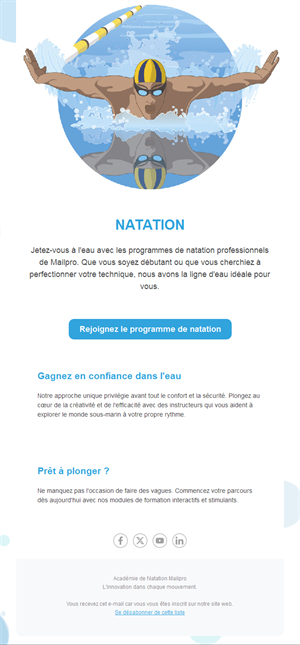 Email de programmes d'école de natation