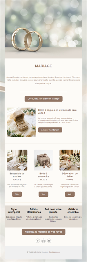 Email boutique d'accessoires de mariage
