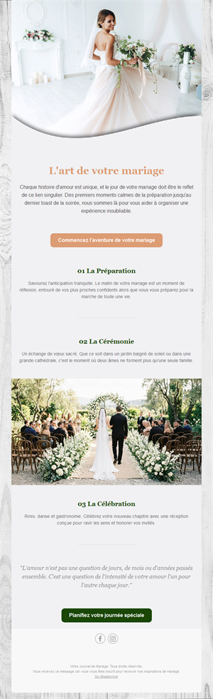 Newsletter du déroulé du mariage