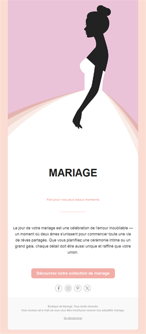 Email de boutique de mariage