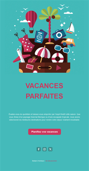 Email d'agence de voyages pour les vacances